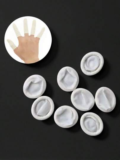 مستلزمات فن الأظافر أغطية أصابع من اللاتكس قابلة للتخلص منها حوالي 150 قطعة في العبوة، أبيض، أدوات مساعدة لفن الأظافر