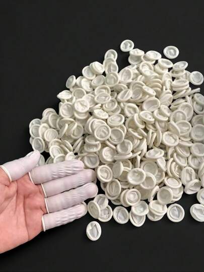 مستلزمات فن الأظافر أغطية أصابع من اللاتكس قابلة للتخلص منها حوالي 150 قطعة في العبوة، أبيض، أدوات مساعدة لفن الأظافر