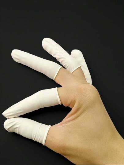 مستلزمات فن الأظافر أغطية أصابع من اللاتكس قابلة للتخلص منها حوالي 150 قطعة في العبوة، أبيض، أدوات مساعدة لفن الأظافر