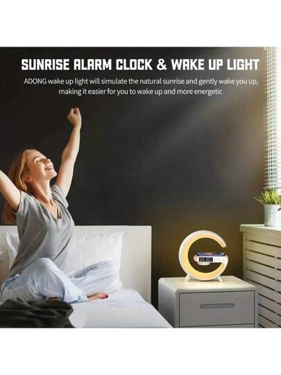 شاحن لاسلكي قاعدة جهاز توب بصوت بلوتوث وإضاءة RGB ساعة منبه لجهاز آيفون، محطة شحن سريع، سماعات بلوتوث لاسلكية متعددة الوظائف بإضاءة ملونة وساعة ومكبر صوت بلوتوث