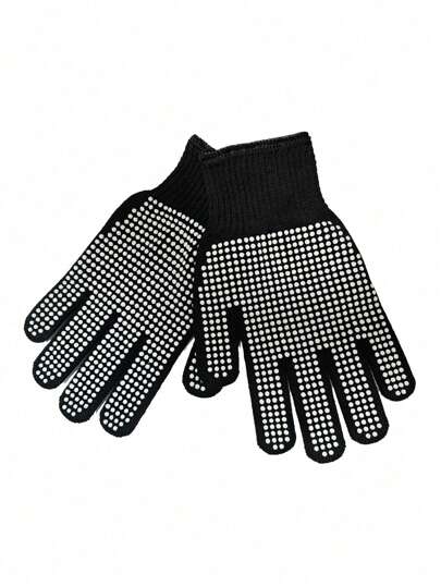 زوج من قفازات سيليكون مبطن مزود بنقاط سيليكونية مضادة للانزلاق ومقاومة للحرق من الجانبين، مناسبة للتجعيد والفرد بالحرارة، مقاومة للحرارة مع العزل الحراري، يمكن أيضًا استخدامها في الشواء، وهي خاصة بالشعر