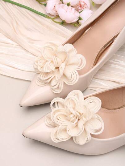 2 قطعة قابلة للإزالة بشكل زهرة المشمش، اكسسوارات زخرفة الحذاء DIY، أنيقة وعصرية لأحذية ذات كعب عال والأحذية الشبشب وأحذية العرائس ونساء