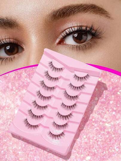 7 أزواج من رموش مين صناعية ثلاثية الأبعاد مخملية وناعمة، مثالية للاستخدام اليومي، ليلة المواعدة، العطلات، الحفلات، الزفاف، العمل والمكياج الربوبي