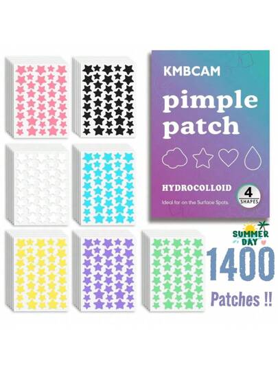 1400 قطعة من بقع الجهد بشكل نجمي (7 ألوان)، غطاء للوجه، عزز جاذبيتك، احتفالات متعددة، خالي من العطور، بدون بارابين، للبالغين، مناسب لجميع أنواع البشرة، بدون عطور، بدون مكونات