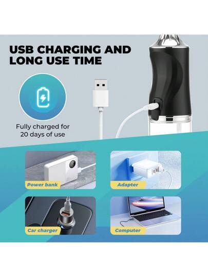 منظف أسنان كهربائي محمول، مزود ب-4 فوهات، شحن USB، 3 أوضاع ذكية، غسالة فمية يدوية آلية كاملة، منظف أسنان لضمان العناية الأسنان الصحية للعائلة