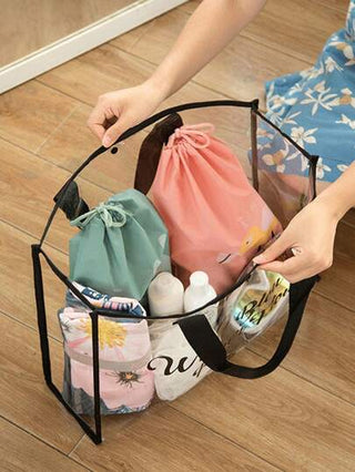 حقيبة شاطئ شفافة من البي في سي، حقيبة جيلي سعة كبيرة، حقيبة سفر بسيطة، حقيبة رياضة وملابس سباحة، منظم أدوات التجميل