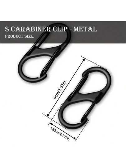 عبوة من 10 خطاطيف على شكل حرف S، كبيسات مزدوجة - آمنة وموثوقة، مناسبة للديكور والتثبيت - سبيكة الزنك، محمولة للتخييم والتنزه والجري والرياضات الخارجية