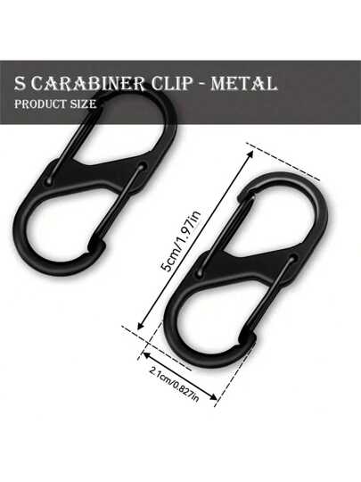 عبوة من 10 خطاطيف على شكل حرف S، كبيسات مزدوجة - آمنة وموثوقة، مناسبة للديكور والتثبيت - سبيكة الزنك، محمولة للتخييم والتنزه والجري والرياضات الخارجية