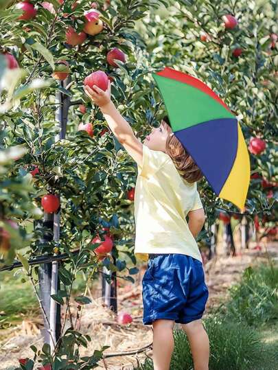 قبعات مظلة قوس ، مظلات على شكل قبعات لاستخدام اليدين الحر للأطفال بمقاس 20.5 بوصة، أغطية مظلة قابلة للطي مقاومة للماء للاستخدام في الحفلات الخارجية والصيد والشمس والمطر والشاطئ والجولف والتنزه