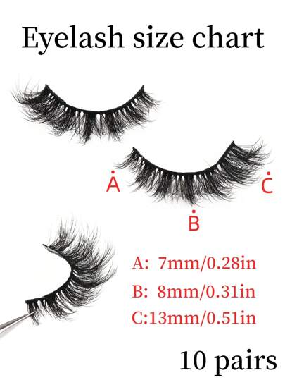 10 زوج رموش مستعارة على شكل عين القطة لعام 2021 ، من لفة D ، طول 7-13 مم ، رموش بارزة وجذابة 5D ، بلمسة لامعة ، من الطراز الأوروبي للاستخدام اليومي والحفلات ، هدية عيد ،سريعة وقابلة لإعادة الاستخدام