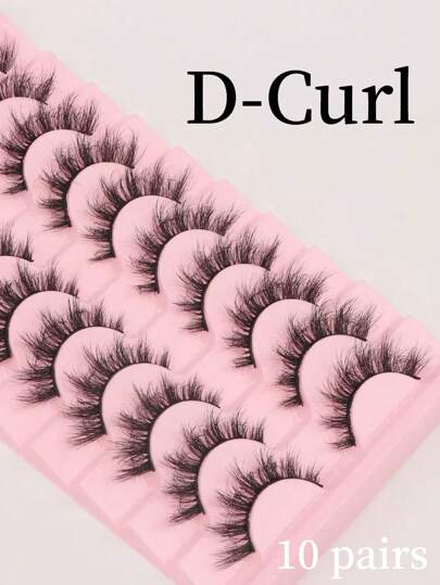 10 زوج رموش مستعارة على شكل عين القطة لعام 2021 ، من لفة D ، طول 7-13 مم ، رموش بارزة وجذابة 5D ، بلمسة لامعة ، من الطراز الأوروبي للاستخدام اليومي والحفلات ، هدية عيد ،سريعة وقابلة لإعادة الاستخدام