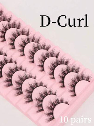 10 زوج رموش مستعارة على شكل عين القطة لعام 2021 ، من لفة D ، طول 7-13 مم ، رموش بارزة وجذابة 5D ، بلمسة لامعة ، من الطراز الأوروبي للاستخدام اليومي والحفلات ، هدية عيد ،سريعة وقابلة لإعادة الاستخدام