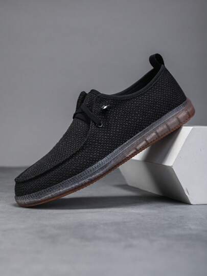 احذية رجالي كبيرة الحجم سهلة الارتداء بكعب مطاطي مضاد للانزلاق ، قماش ناعم من أعلى ، أحذية كاجوال مناسبة للإرتداء اليومي والإجازات | تطريز زخرفي | جلد اصطناعي ، أحذية رسمية