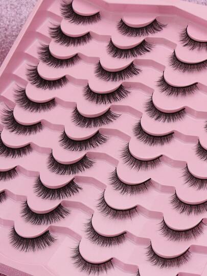 20 زوج من رموش مستعارة طبيعية من فرو المنك ناعمة ثلاثية الأبعاد ، طويلة وقصيرة للإطالة ، مريحة للارتداء ، مصنوعة يدويًا على الرموش العلوية مع نهاية جناحية ، تطيل العين وواقعية، كاملة الشريط، حجم مكثف، أداة تجميل شائعة