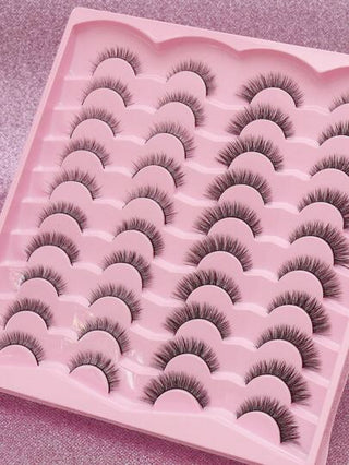 20 زوج من رموش مستعارة طبيعية من فرو المنك ناعمة ثلاثية الأبعاد ، طويلة وقصيرة للإطالة ، مريحة للارتداء ، مصنوعة يدويًا على الرموش العلوية مع نهاية جناحية ، تطيل العين وواقعية، كاملة الشريط، حجم مكثف، أداة تجميل شائعة