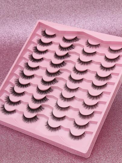 20 زوج من رموش مستعارة طبيعية من فرو المنك ناعمة ثلاثية الأبعاد ، طويلة وقصيرة للإطالة ، مريحة للارتداء ، مصنوعة يدويًا على الرموش العلوية مع نهاية جناحية ، تطيل العين وواقعية، كاملة الشريط، حجم مكثف، أداة تجميل شائعة