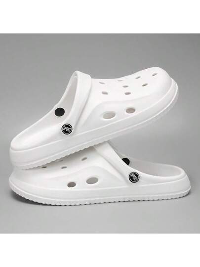 نعال كاجوال ذكورية مثقبة، قابلة للتنفس، مريحة، ذات أصابع مستديرة، مسطحة، مضادة للانزلاق، خفيفة الوزن، ذات لون أحادي، متعددة الاستخدامات للحدائق والشاطئ