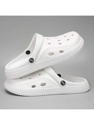 نعال كاجوال ذكورية مثقبة، قابلة للتنفس، مريحة، ذات أصابع مستديرة، مسطحة، مضادة للانزلاق، خفيفة الوزن، ذات لون أحادي، متعددة الاستخدامات للحدائق والشاطئ