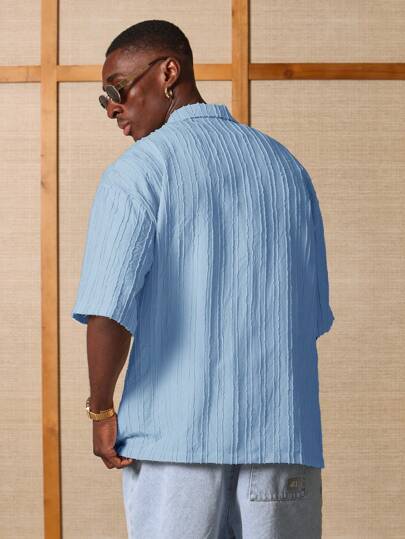 SUMWON قميص بنمط ملمس غير ملائم، كم قصير، صيفي خفيف الوزن، رسمي للاستجمام والعطلات والشاطئ، قميص أزرار