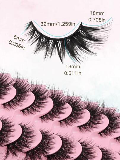 10 أزواج رموش منك ثلاثية الأبعاد عالية الجودة - شاملة ، صادمة ، وطبيعية المظهر ، رموش سميكة جدًا بلف حرف D ، رموش ثلاثية الأبعاد للعين القطّية بطول 6-18 مم مصنوعة يدويًا ، مناسبة للمبتدئين ، مثالية كهدايا لرأس السنة والكريسماس