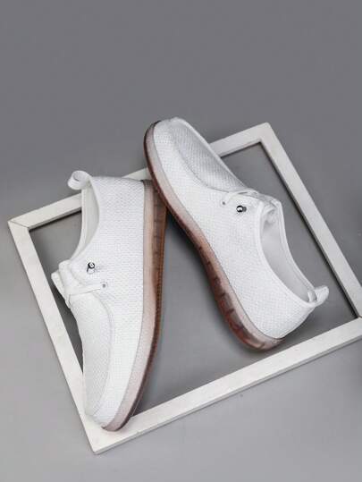 حذاء مسامي بدون كعب كاجوال للرجال - مواد علوية قوية ومتعددة الاستخدامات، وبطانة داخلية قماشية مريحة، شاملة للربيع والصيف والخريف، مناسب للمكتب والمناسبات شبه الرسمية والاستخدام اليومي، مريح وقوي