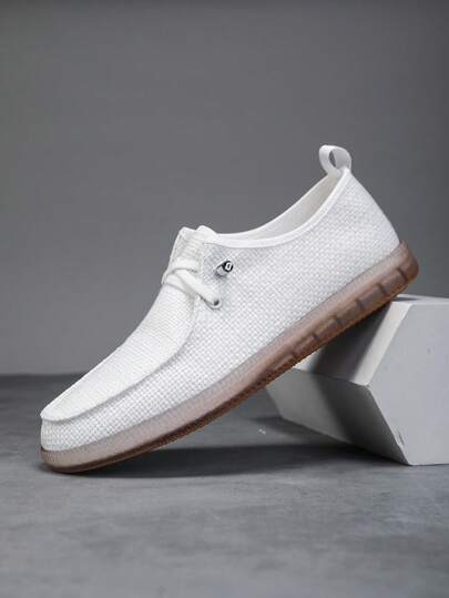 حذاء مسامي بدون كعب كاجوال للرجال - مواد علوية قوية ومتعددة الاستخدامات، وبطانة داخلية قماشية مريحة، شاملة للربيع والصيف والخريف، مناسب للمكتب والمناسبات شبه الرسمية والاستخدام اليومي، مريح وقوي