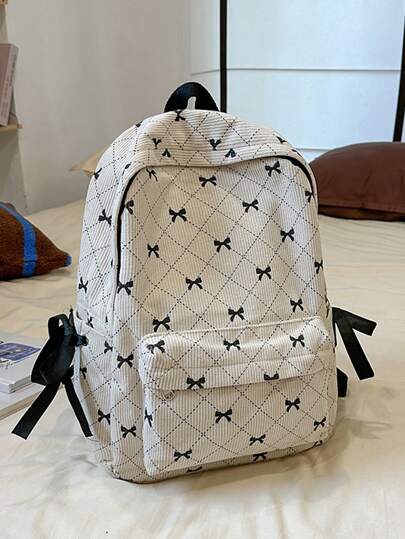 حقيبة ظهر طالبة فتاة ناعمة مزينة بفيونكات ذات ألوان متباينة،مناسبة للسفر والتسوق وحمل الكمبيوتر المحمول والكتب، سعة كبيرة