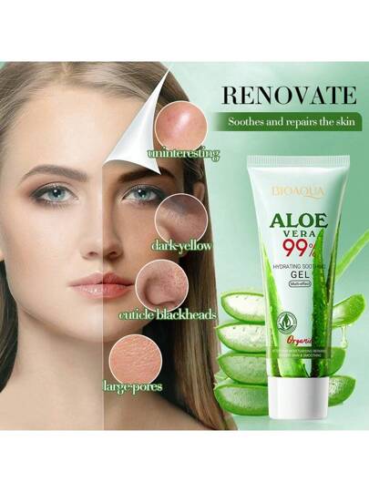 1 قطعة جل مرطب ومهدئ من الصبار، يحتوي على 99% من الصبار، يعالج البشرة المحروقة بالشمس، تنظيف عميق، تقشير، تنعيم المسام، مرطب نباتي طبيعي، يخفف من الجلد الجاف، يحسن البشرة الباهتة والخشنة، يتحكم في الزيوت، منعش وغير لزج، يضيء لون البشرة، يوحد لون...