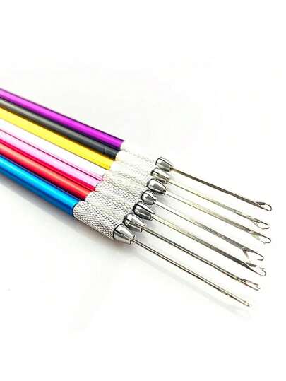 5 قطع أدوات كروشيه لصناعة الباروكات والتضفير والخرز والحرف اليدوية بمقبض مريح، متعدد الألوان