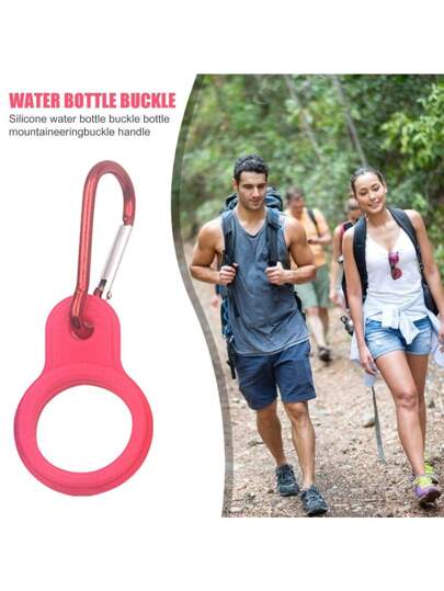 2 قطعة مشبك حامل زجاجة، مصنوع من السيليكون والمعدن، مضاد للانزلاق، مناسب للأنشطة الرياضية الخارجية والتنزه وركض، من الملحقات المثالية لقارورة المياه والحقيبة الظهر