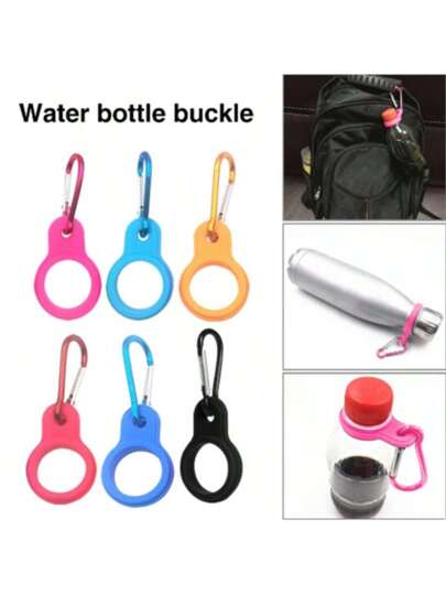 2 قطعة مشبك حامل زجاجة، مصنوع من السيليكون والمعدن، مضاد للانزلاق، مناسب للأنشطة الرياضية الخارجية والتنزه وركض، من الملحقات المثالية لقارورة المياه والحقيبة الظهر