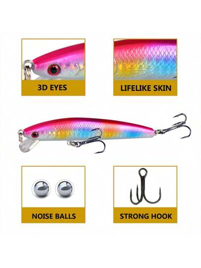 قطعة واحدة من طُعم محاكاة اللؤلؤ العائم بتصميم عشوائي، طُعم سمك صغير، طُعم صلب، طُعم مزيف، يمكنه اصطياد أنواع مختلفة من الأسماك مثل سمك القاروص، والأسماك السوداء، وسمك السلور، والأسماك الخضراء، وسمك الماندرين، وسمك الشبوط العشبي، وما إلى ذلك، مناسب لصيد ا