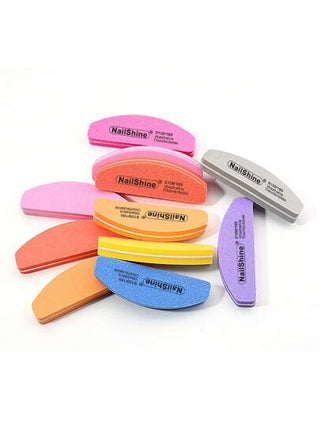 NailShine منشف الأظافر , ملفات أظافر مزدوجة الجانب ذات بلوك جلخ بحبيبات 100/180 قابل للغسل وقابل للتنقل بشكل قوس