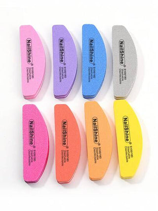 NailShine منشف الأظافر , ملفات أظافر مزدوجة الجانب ذات بلوك جلخ بحبيبات 100/180 قابل للغسل وقابل للتنقل بشكل قوس