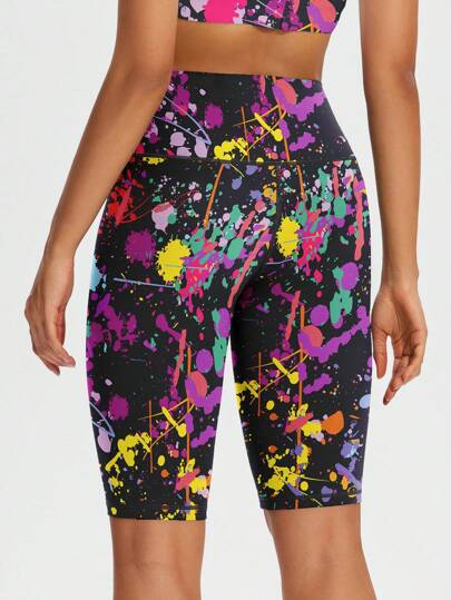 قطعة واحدة سراويل تدريب متنفس للنساء، طباعة رقمية، مرنة للتطبيقات اليوغا والتدريب، خصر مشد ورفع مؤخرة، مناسبة للجيم والركض والملاكمة والقوة والتدريب اللياقة البدنية، سميكة بشكل عادي، جافة بسرعة، للرياضات الخارجية اليومية