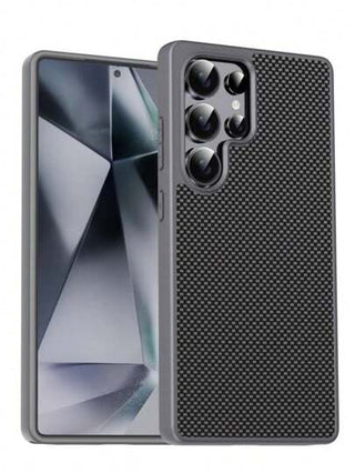 غطاء هاتف من الكربون المطفأ متوافق مع سامسونج جالاكسي S25 و S24 و S23 الترا و S23 بلس و S23