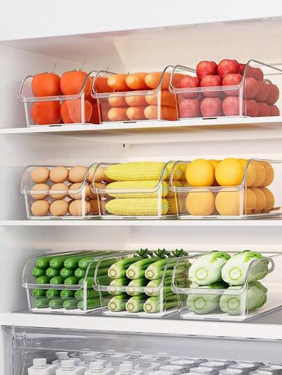 3 قطع/2 قطع/1 قطعة صناديق تخزين للثلاجة، صناديق خضراوات وبيض بطراز الدرج للحفاظ على الطراوة، حاويات تخزين شفافة للفاكهة والمشروبات، صندوق منظم كبير السعة للثلاجة، رف مطبخ قابل لإعادة الاستخدام