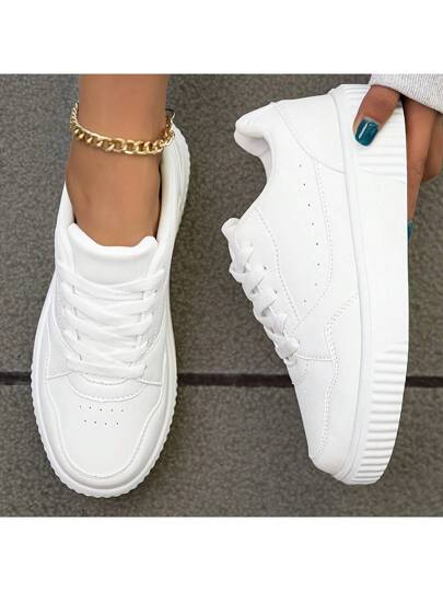 أحذية رياضية كاجوال للنساء ، أحذية مسطحة عصرية ، أحذية رياضية بسحاب متين مقاوم للانزلاق ، مثالي للوقت الحر والمشي والركض والجري. أحذية بيضاء عصرية منخفضة الرقبة ، برأس مستدير ، مناسبة لجميع المواسم ، مع بطانة قماشية ناعمة وبطانة خارجية من EVA