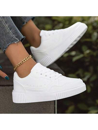 أحذية رياضية كاجوال للنساء ، أحذية مسطحة عصرية ، أحذية رياضية بسحاب متين مقاوم للانزلاق ، مثالي للوقت الحر والمشي والركض والجري. أحذية بيضاء عصرية منخفضة الرقبة ، برأس مستدير ، مناسبة لجميع المواسم ، مع بطانة قماشية ناعمة وبطانة خارجية من EVA