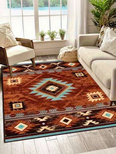 سجادة منطقة ذات نمط جنوب غربي قطعة واحدة، مناسبة لغرفة المعيشة والنوم والشرفة، قابلة للغسل بالغسالة، بساط داخلي/خارجي، سجادة كبيرة الحجم، سجادة دائرية، ديكور المنزل