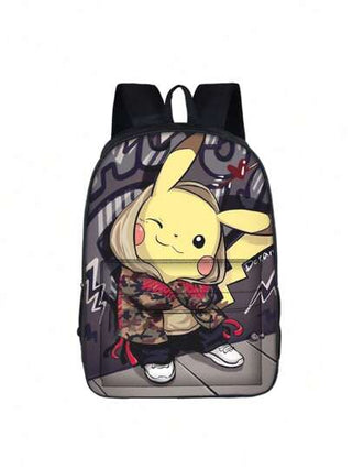 bandai حقيبة ظهر خفيفة الوزن للاستخدام الخارجي مطبوعة بطباعة كارتون بيكاتشو، حقيبة ظهر طلابية، عدة أقلام ألوان للأولاد والبنات، حقيبة ظهر كرتونية جذابة، أحمر شفاه، فرشاة، فرشاة، منتجات العناية بالبشرة، الهاتف المحمول