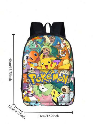 bandai حقيبة ظهر خفيفة الوزن للاستخدام الخارجي مطبوعة بطباعة كارتون بيكاتشو، حقيبة ظهر طلابية، عدة أقلام ألوان للأولاد والبنات، حقيبة ظهر كرتونية جذابة، أحمر شفاه، فرشاة، فرشاة، منتجات العناية بالبشرة، الهاتف المحمول