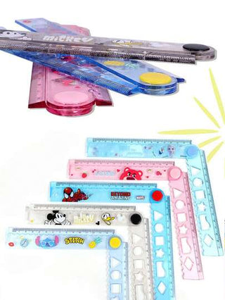 أدوات مكتبية ومدرسية Disney 15سم مؤشر قياس قابل للطي متعدد الوظائف للرسم للطلاب، مؤشر شبكي، لوازم تعليمية ولوازم مكتبية