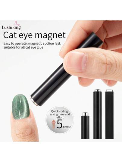LUSLUKING قطعة واحدة عصا مغناطيسية لجل العين القطة ثلاثي الأبعاد - أداة مهنية لفن تصميم الأظافر، عصا مغناطيس جل الأشعة فوق البنفسجية، تصميم أظافر بجودة صالون