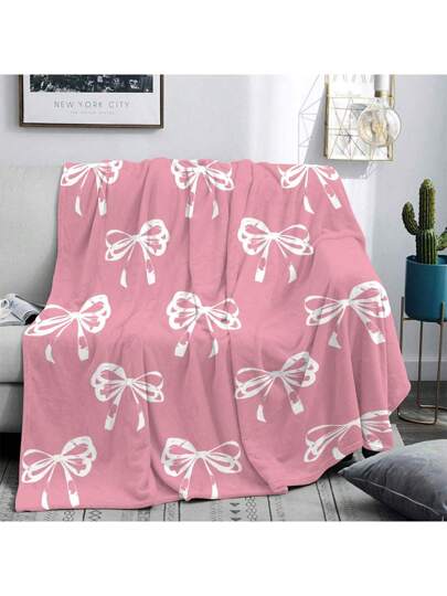 بطانية وردية رقيقة وفاخرة مع طبعات فراشات مزاد بالإبرة - مزاد وخفيفة ودافئة، مصنوعة من البوليستر، مناسبة للديكور الربيعي والهدايا، بطانية بطراز رجعي