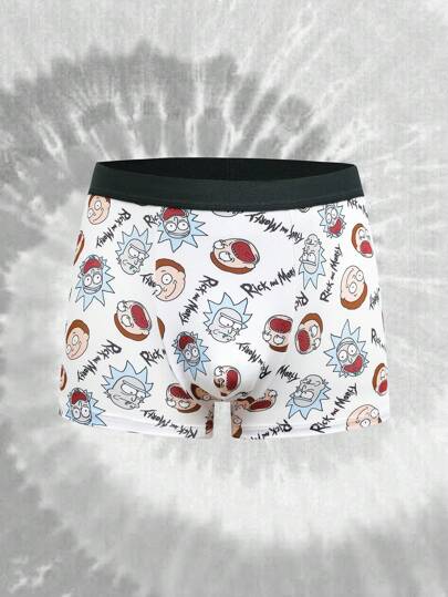 Rick and Morty X SHEIN سروال داخلي للرجال مطبوع بنقشات كرتونية