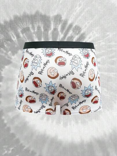 Rick and Morty X SHEIN سروال داخلي للرجال مطبوع بنقشات كرتونية
