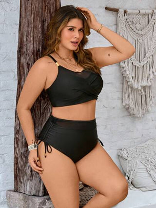 Swim Lushoire مجموعة ملابس سباحة للحجم الكبير وللعطلات الشاطئية، لون سادة