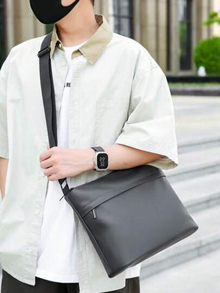 حقيبة جديدة للرجال ، مصنوعة من مواد ذات ملمس، سعة كبيرة مع تقسيمات ، حقيبة عبر الجسم متعددة الوظائف ،بتصميم بسيط وعصري وعملي للاستخدام اليومي في العمل والمكتب