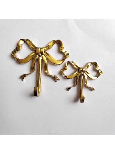 قلاووظ زخرفي ذهبي على شكل فيونكة واحد، هوك حائطي من البرونز على شكل فيونكة، هوك للباب، هوك للمنشفة، هوك للديكور الزفاف، للحمام، غرفة المعيشة، المطبخ، تصميم شريطي رجعي، سهل التركيب